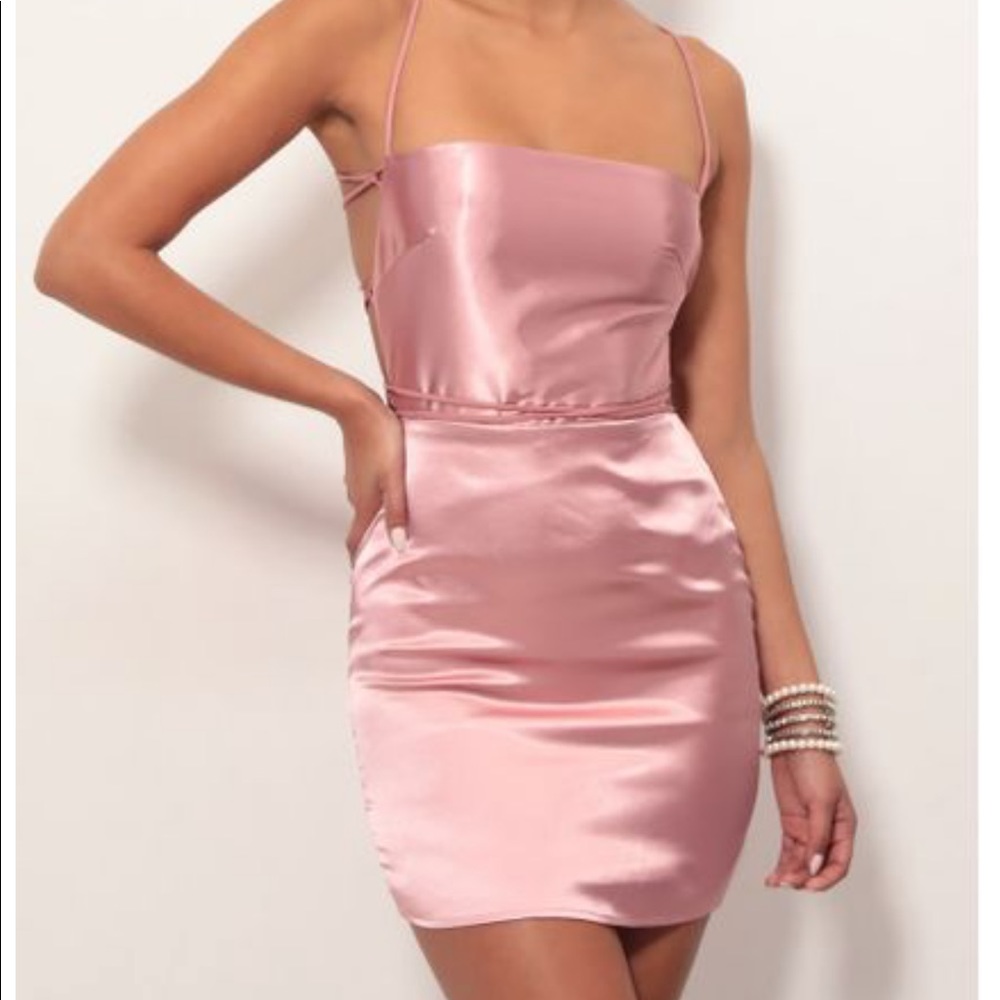 brand NEW boutique pink silk dress